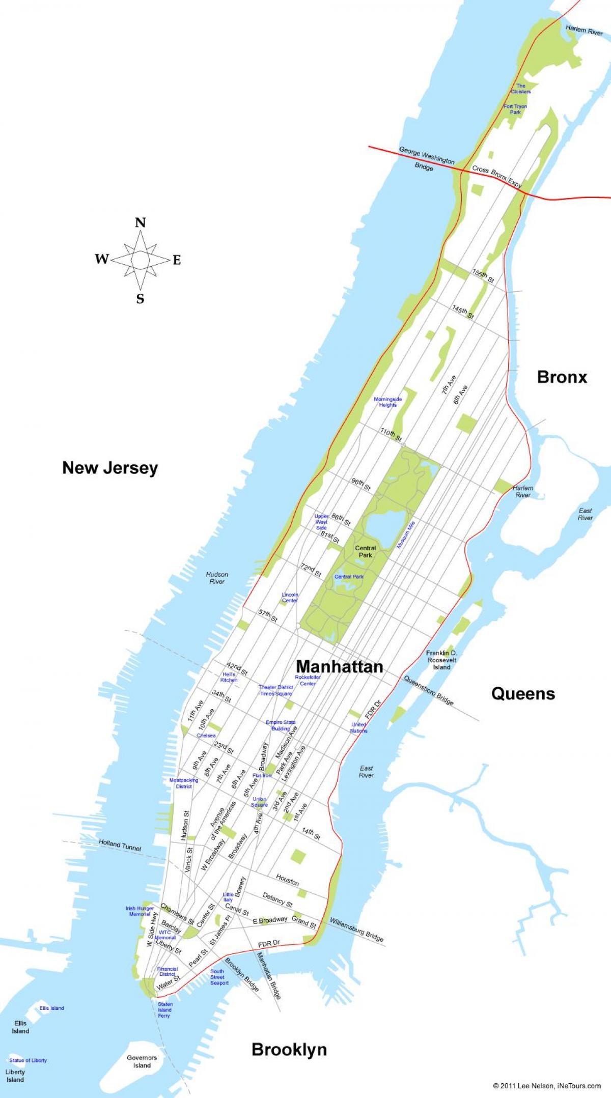 kort af Manhattan, New York