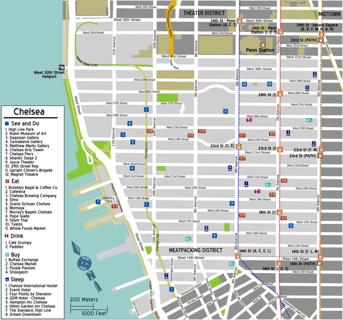 kort af Manhattan Chelsea