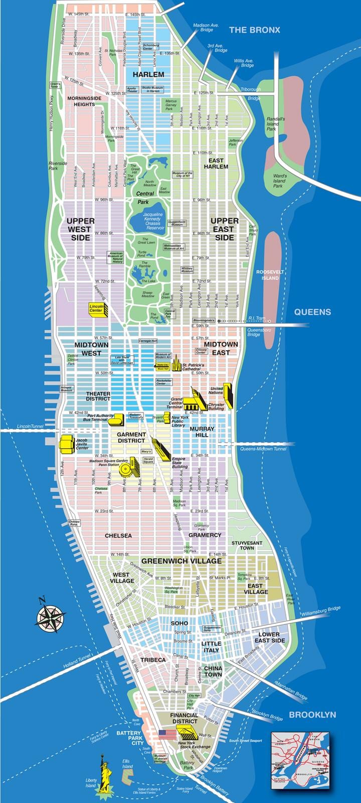 kort af efri Manhattan hverfum