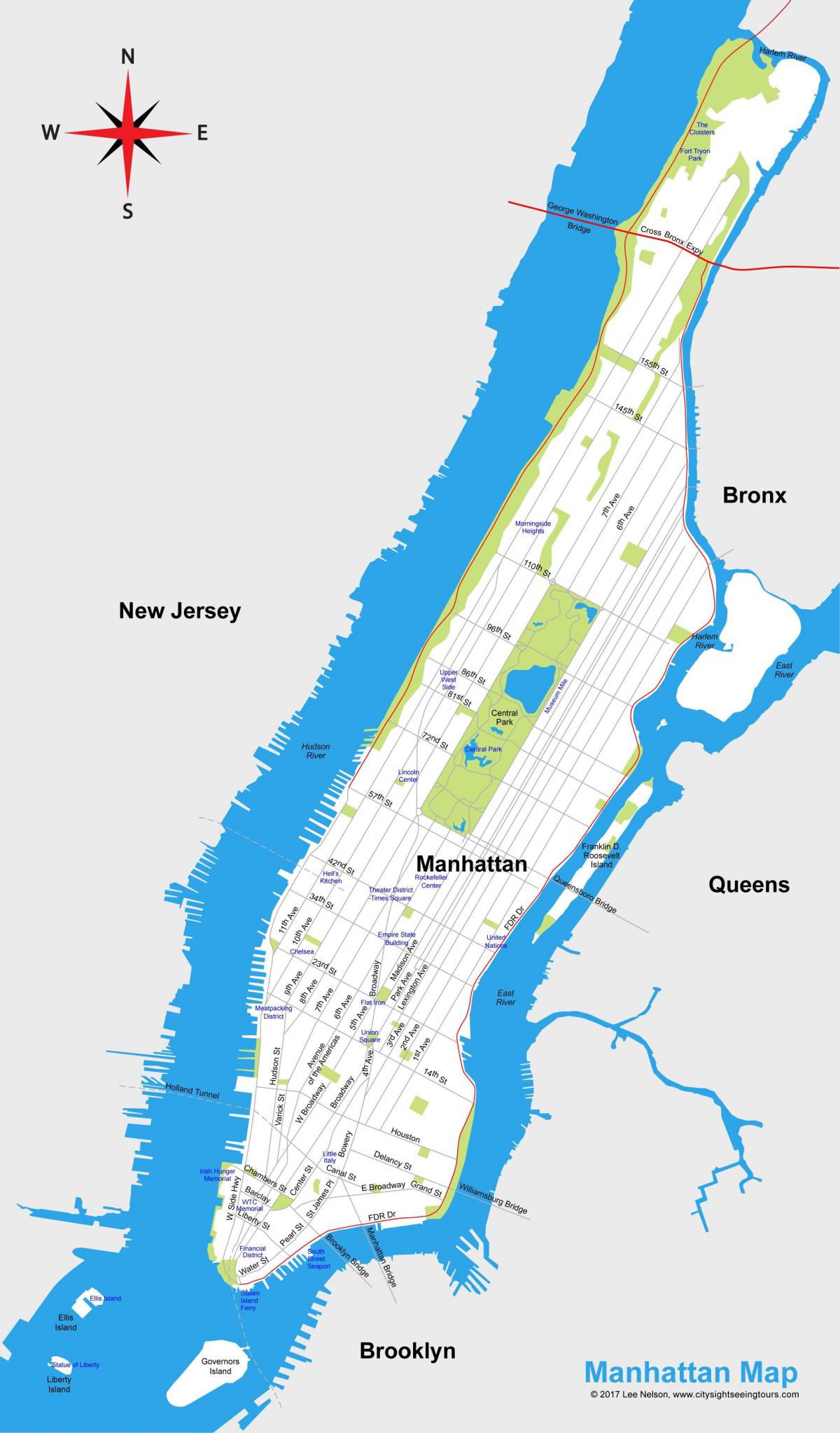 Manhattan borg kort rekinn earth
