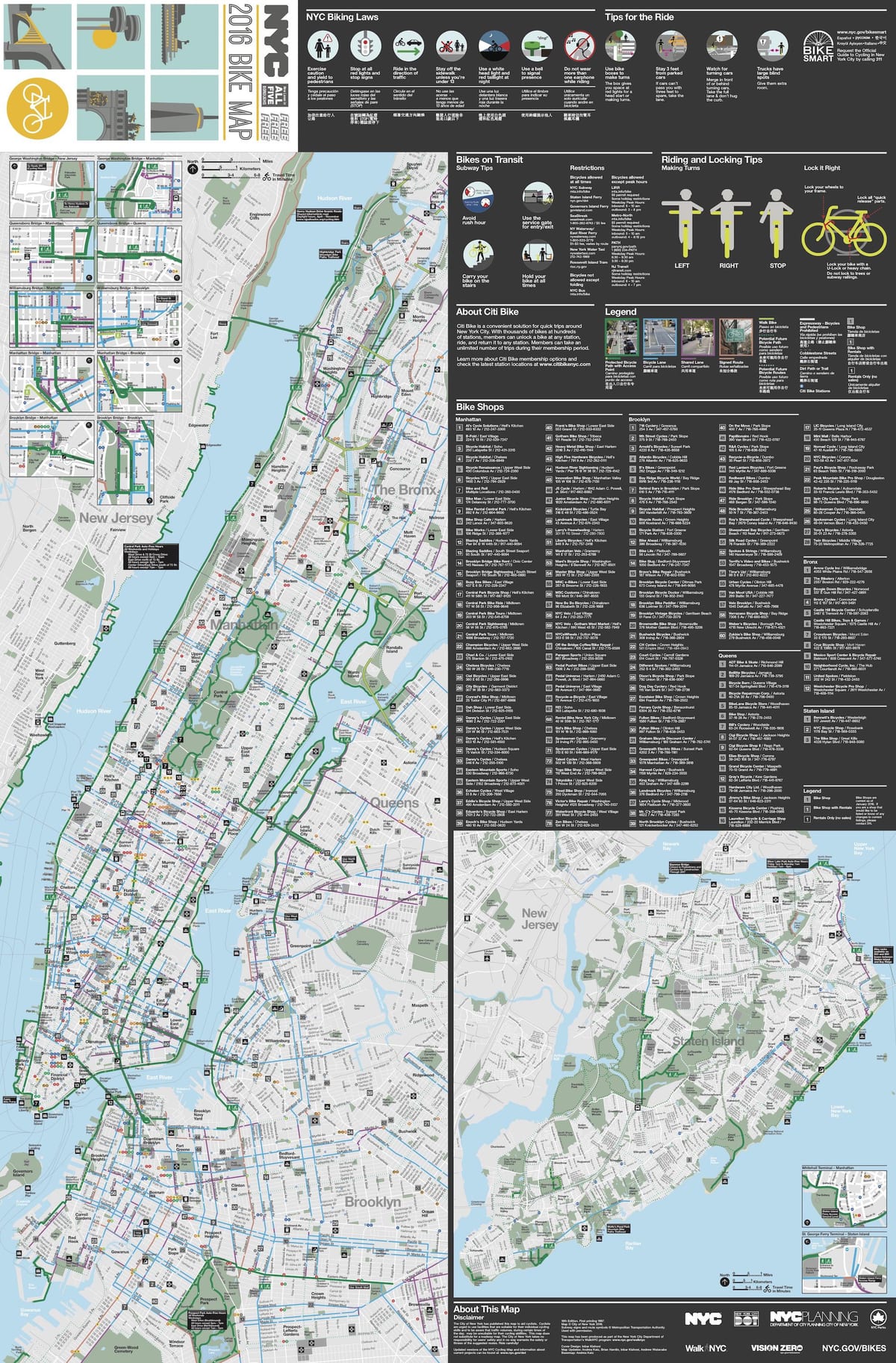 Manhattan hjólreiðum kort