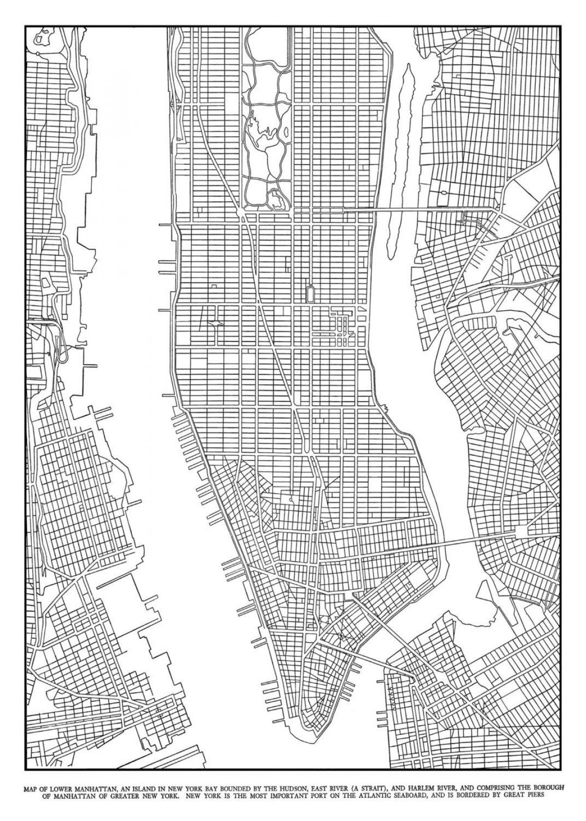 kort af Manhattan rist