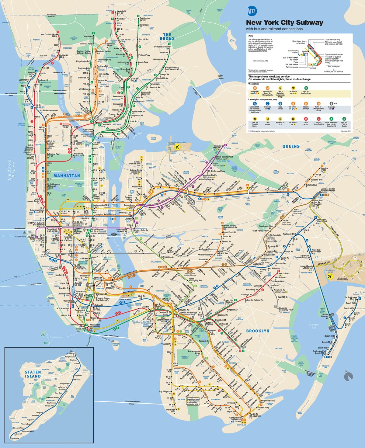 New york neðanjarðarlestinni kort Manhattan