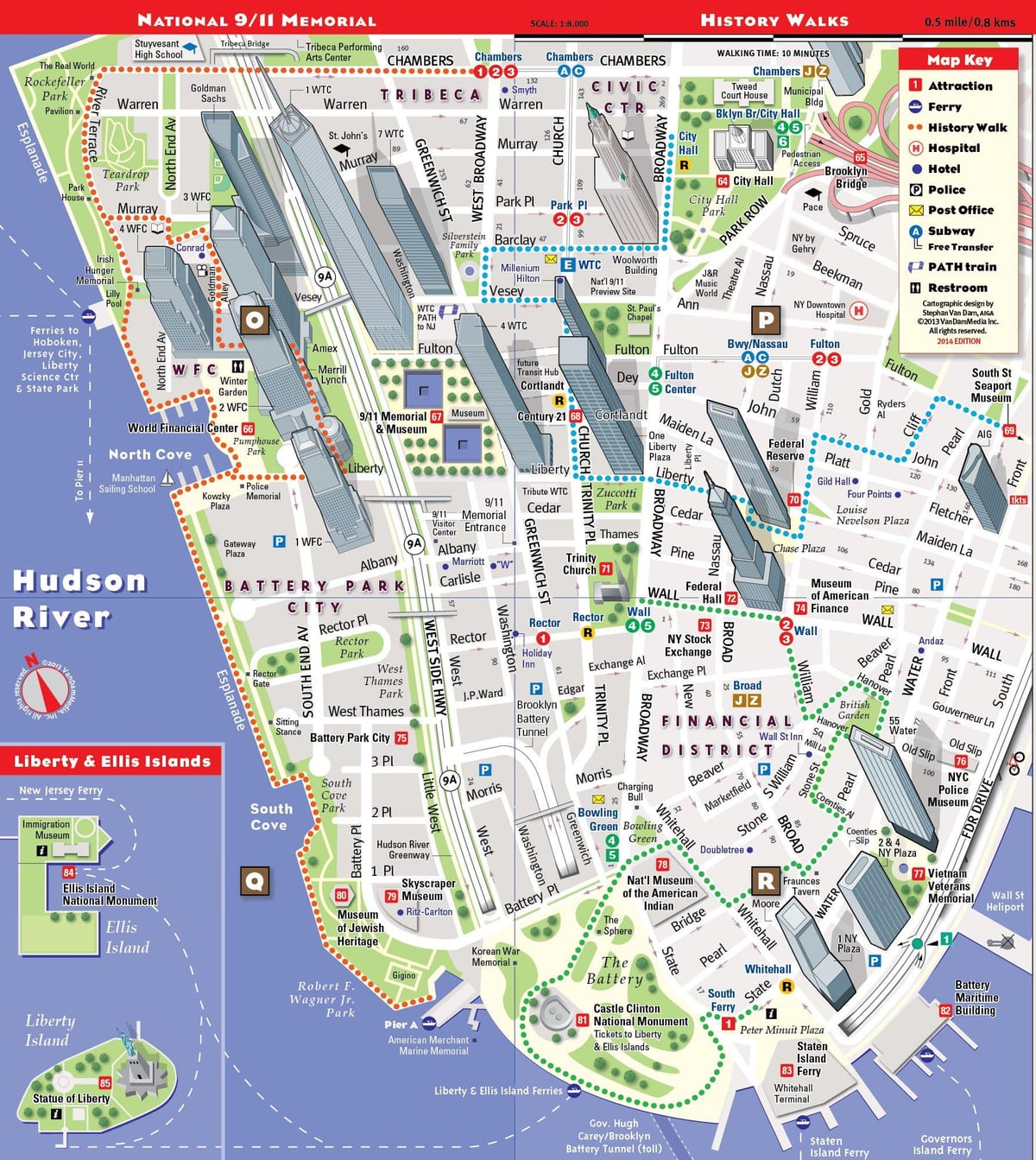 neðri-Manhattan ferðamaður kort