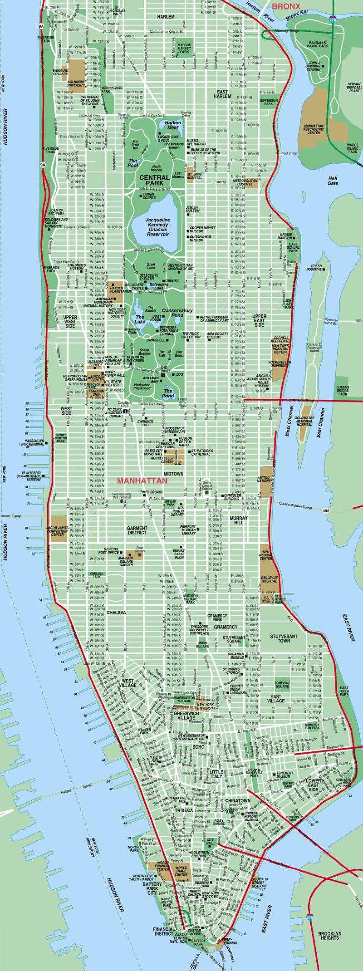 götunni kort af Manhattan ny
