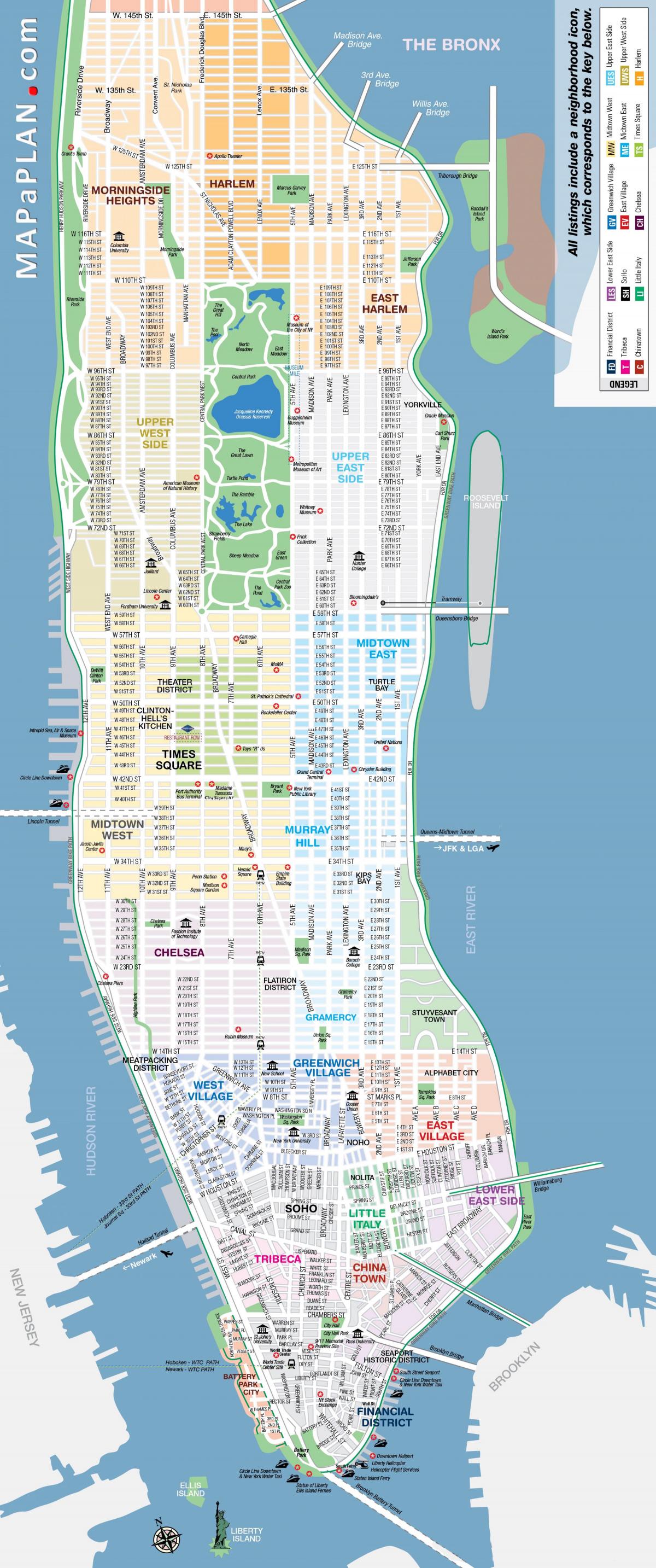 frjáls rekinn earth kort af Manhattan, new york.