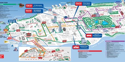 Manhattan ferðamaður staðir kort