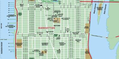 Rekinn earth götunni kort af Manhattan