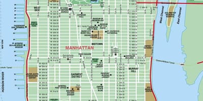 Manhattan götukort miklum smáatriðum