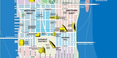 Kort af leiðir í Manhattan