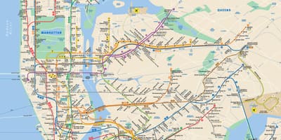 New york neðanjarðarlestinni kort Manhattan
