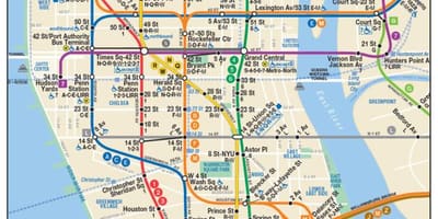 Kort af Manhattan neðanjarðarlestinni